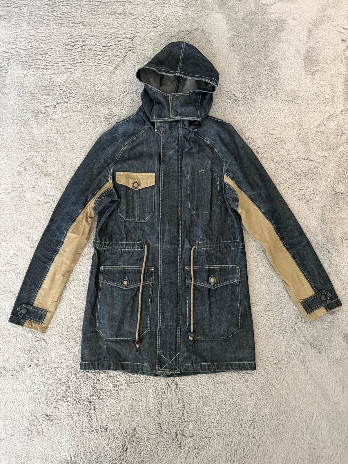 Bershka Lange Denim Jas Maat S - Gebruikt, Goede Staat, Ophalen of Verzenden, Gedragen, Maat 46 (S) of kleiner, Blauw