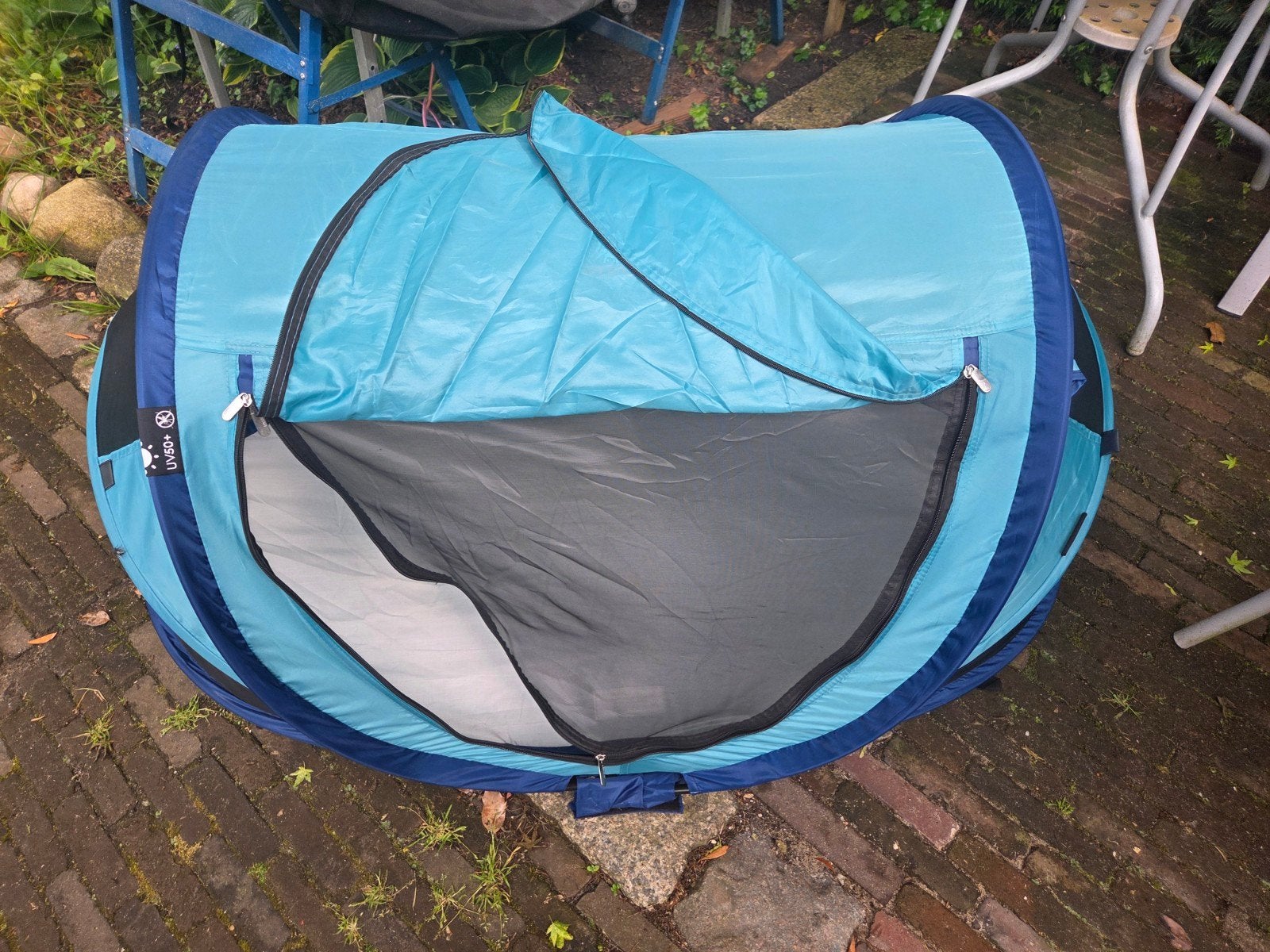 Deryan Peuter Luxe Reisbedje met opblaasbaar matras, Kinderen en Baby's, Babywiegjes en Ledikanten, Ophalen of Verzenden, Zo goed als nieuw