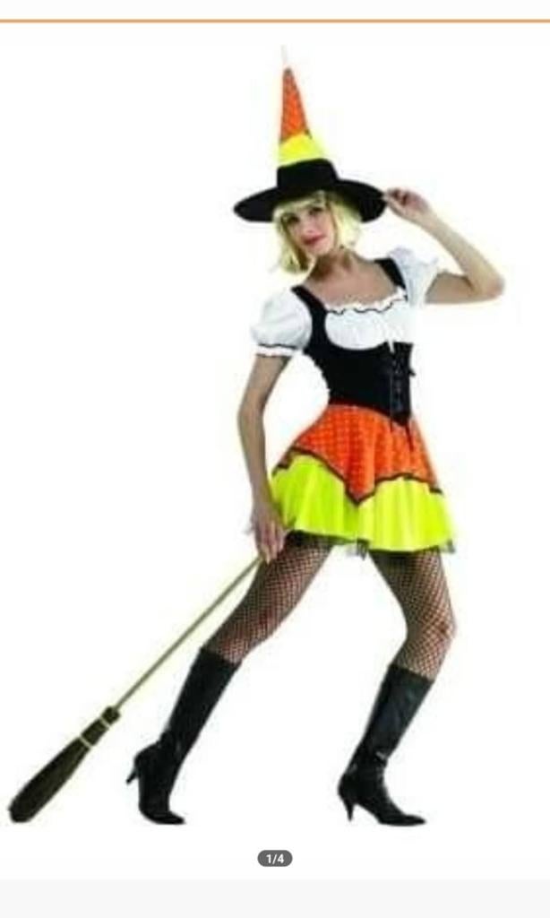 Heksenjurk met hoed maat 44 foute party/carnaval/Halloween, Ophalen of Verzenden, Zo goed als nieuw, Maat 42/44 (L), Halloween