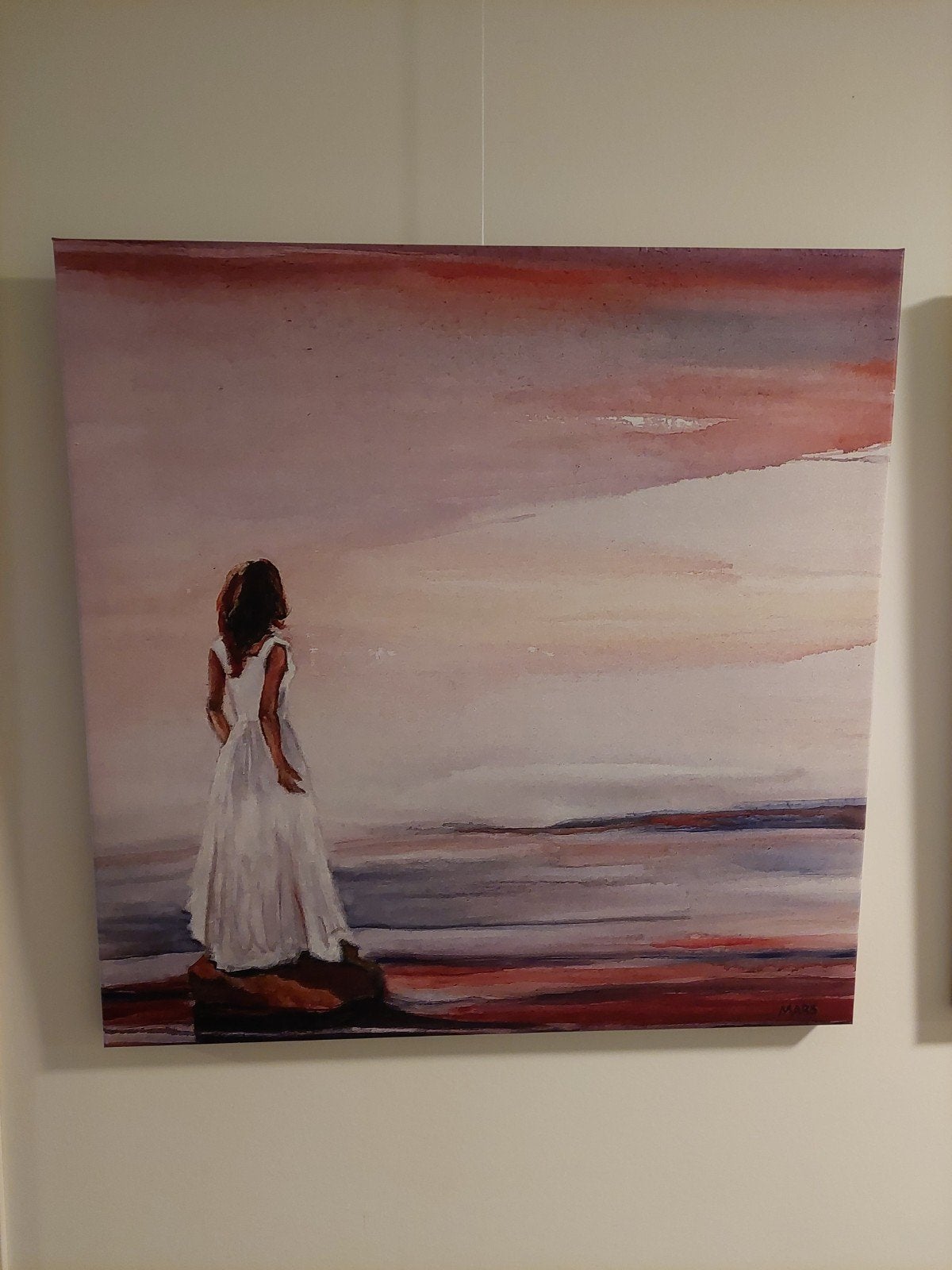 GEVRAAGD : Vrouw aan Zee - Modern Schilderij,of waar te koop, Antiek en Kunst, Kunst | Schilderijen | Modern, Handgeschilderd