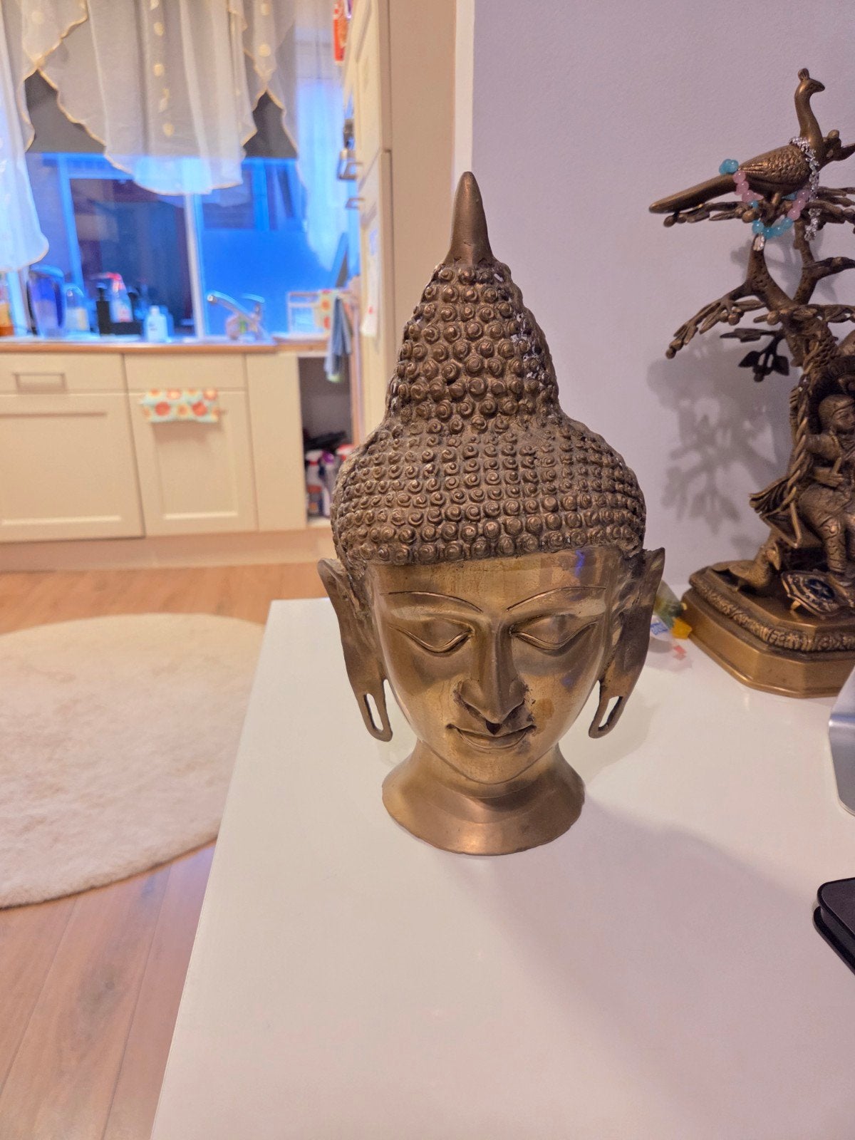 Prachtig en zwaar bronzen Boeddha hoofd - 35 cm, 6 kg, Ophalen of Verzenden