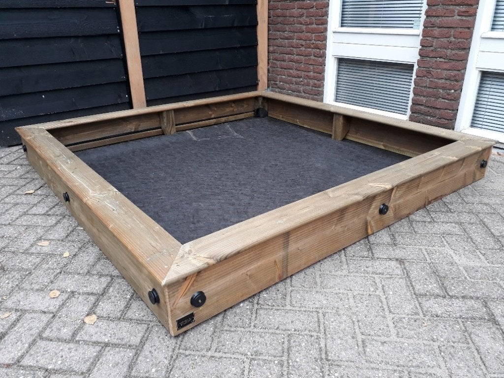 grote HOUTEN ZANDBAK 200x200 incl worteldoek, Ophalen, Nieuw