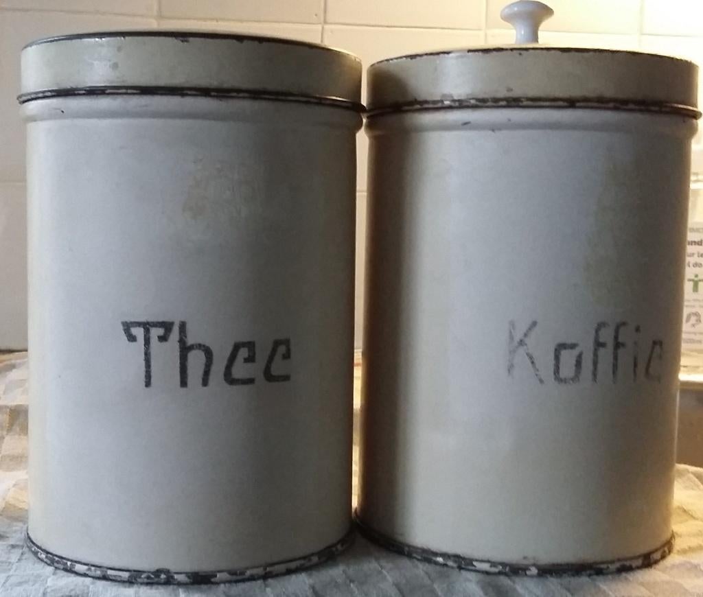 Brocante Thee en Koffie bus, Verzamelen, Blikken, Ophalen of Verzenden, Gebruikt, Koffie, Overige merken