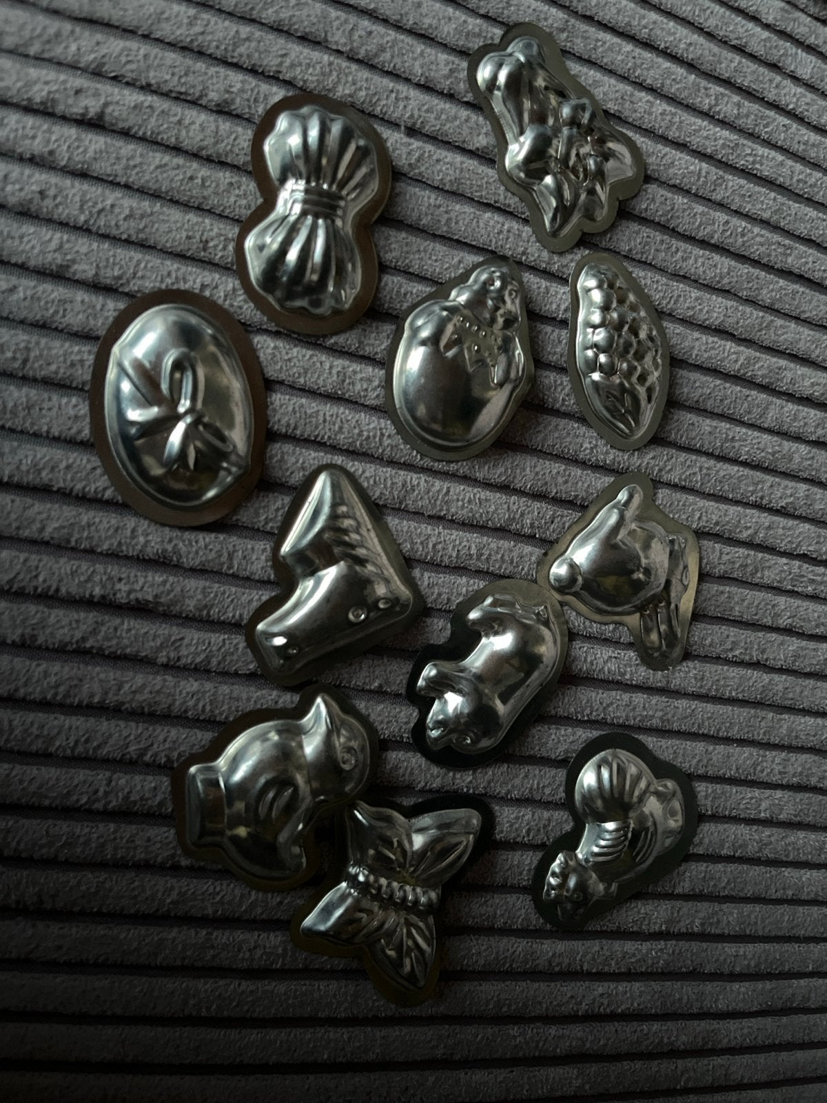 Vintage metalen chocolade vormpjes, Ophalen of Verzenden, Gebruikt, Taarten of Cupcakes, Bakvorm
