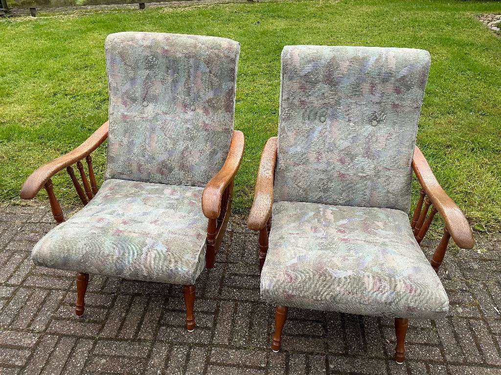 2 Vintage kamerstoelen, Huis en Inrichting, Stoelen, Ophalen, Gebruikt, Overige kleuren, Twee
