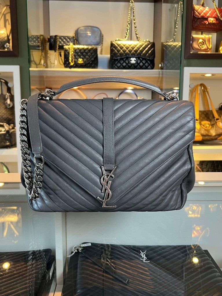 Saint Laurent Monogram College bag, Ophalen, Zo goed als nieuw, Grijs, Schoudertasje