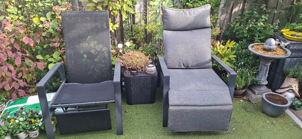 lounge stoelen, Tuin en Terras, Gebruikt, Bijzettafel, Aluminium, Loungeset