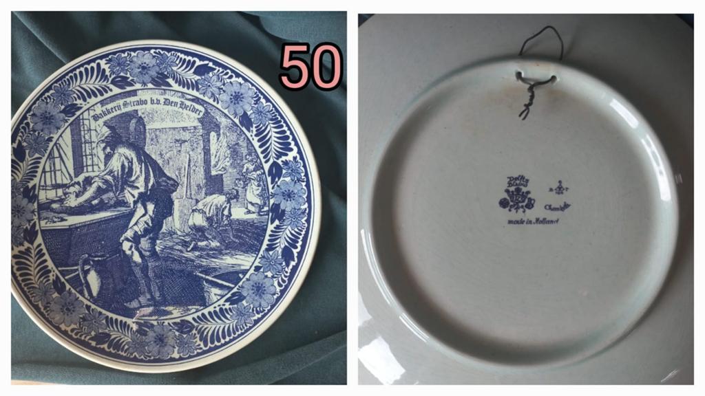 Delfts Blauw sierbord "Bakkerij Strabo h.d. Den Helder", Ophalen