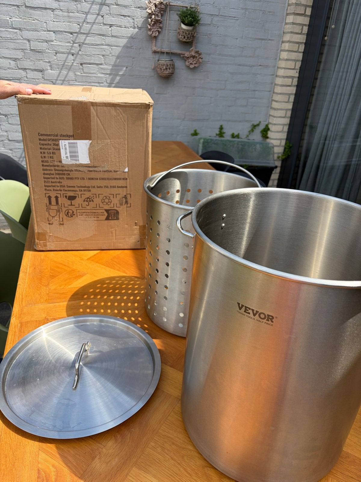 Vevor RVS Commerciële Stockpot 36QT met Frituurmand, Met deksel, Nieuw, Ophalen of Verzenden, Rvs