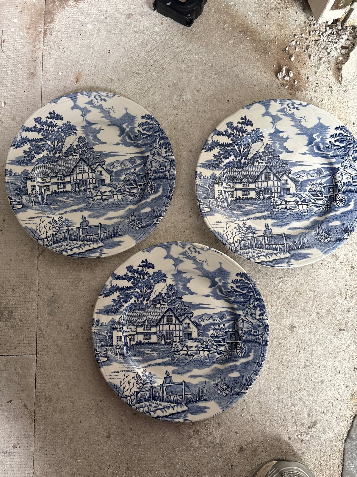 Set van 3 Vintage 'English Style' Borden van Lunéville Franc, Ophalen of Verzenden