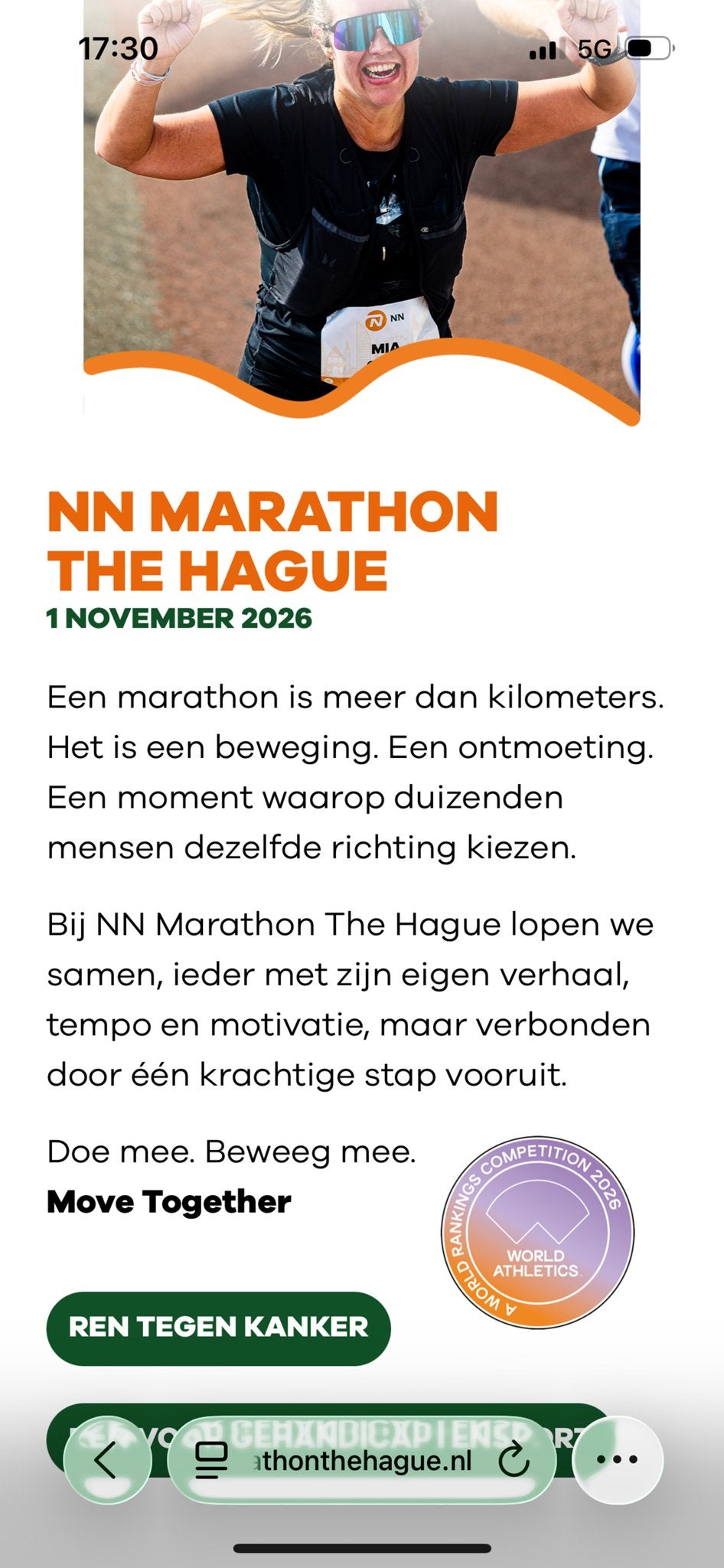 Startbewijs marathon den haag, Eén persoon, November
