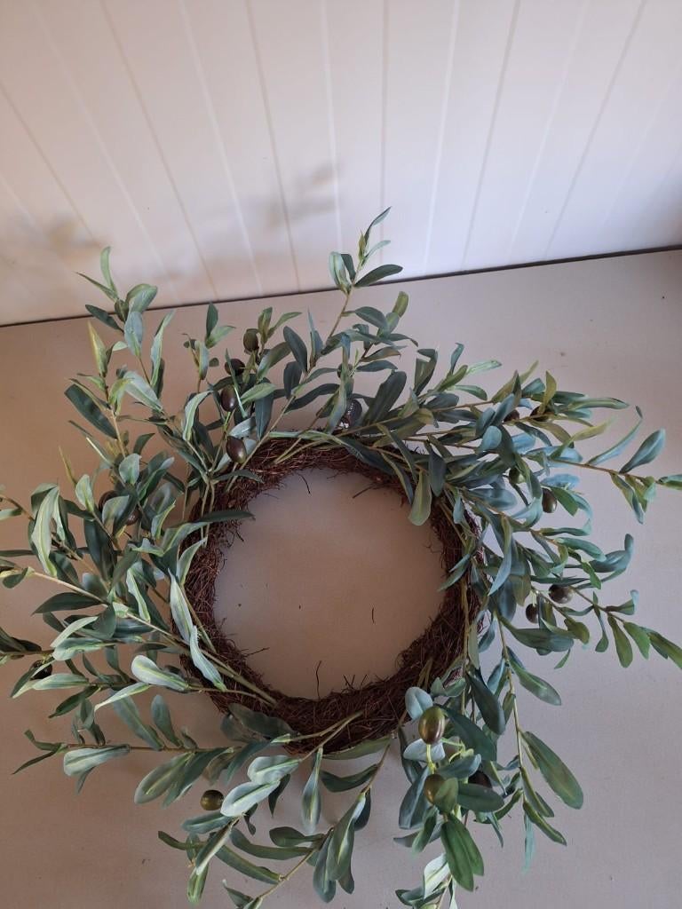 Olijf eucalyptus krans Ø30cm, Ophalen of Verzenden, Zo goed als nieuw