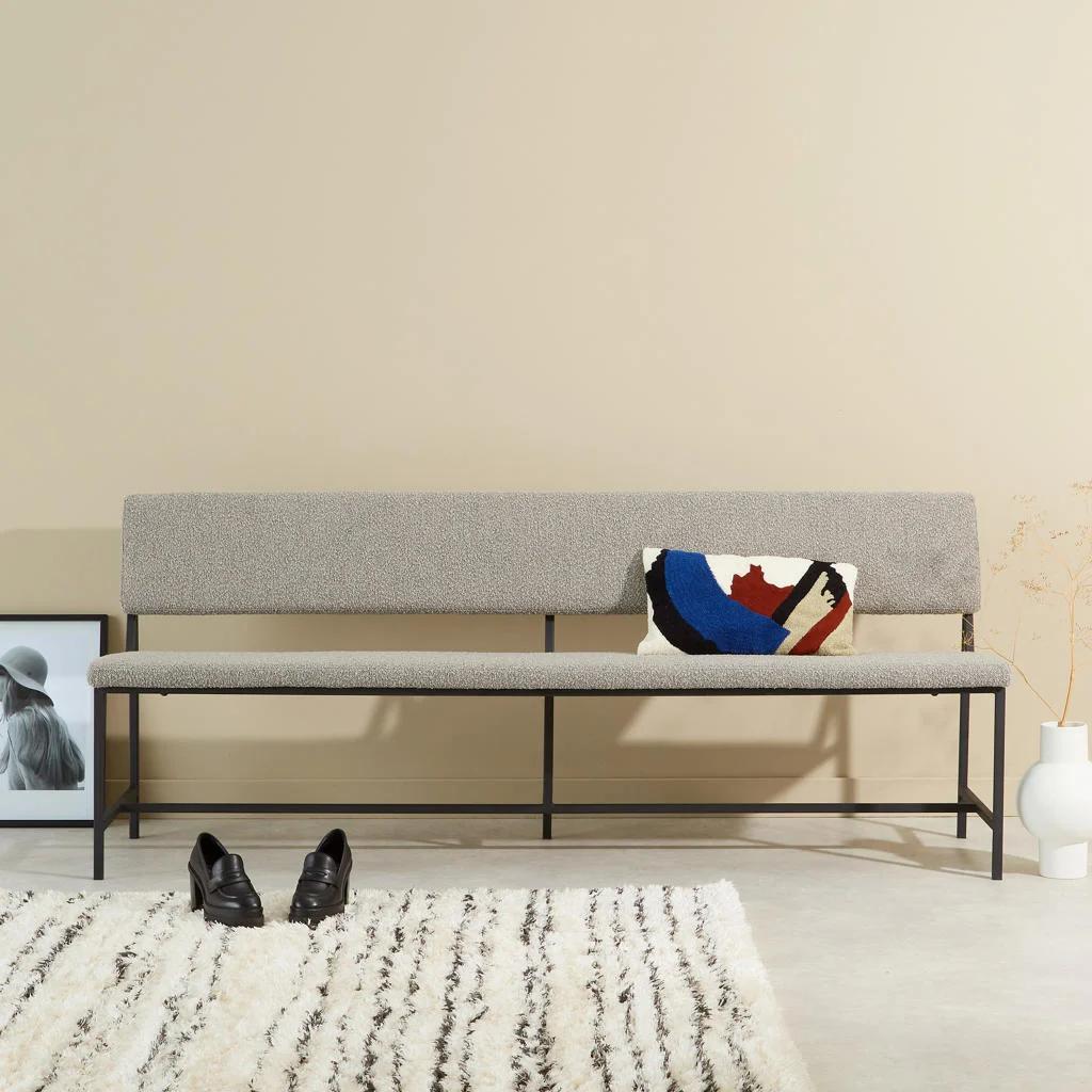Grijze Nous living eetkamerbank met stoffen bekleding, Huis en Inrichting, Banken | Sofa's en Chaises Longues, Ophalen, Minder dan 75 cm