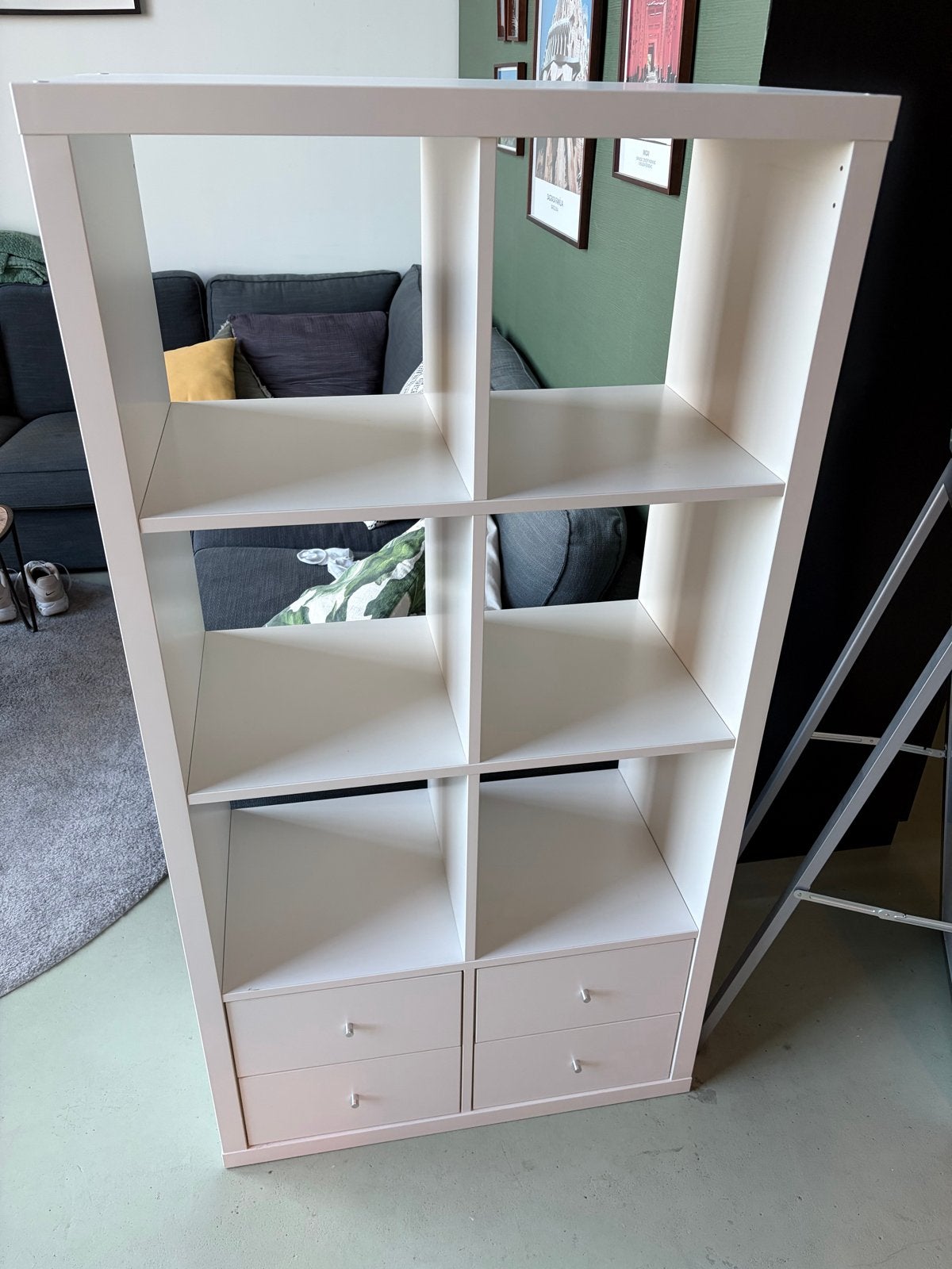 Witte Kallax boekenkast met lades, Ophalen, Met plank(en), 100 tot 150 cm, 50 tot 100 cm