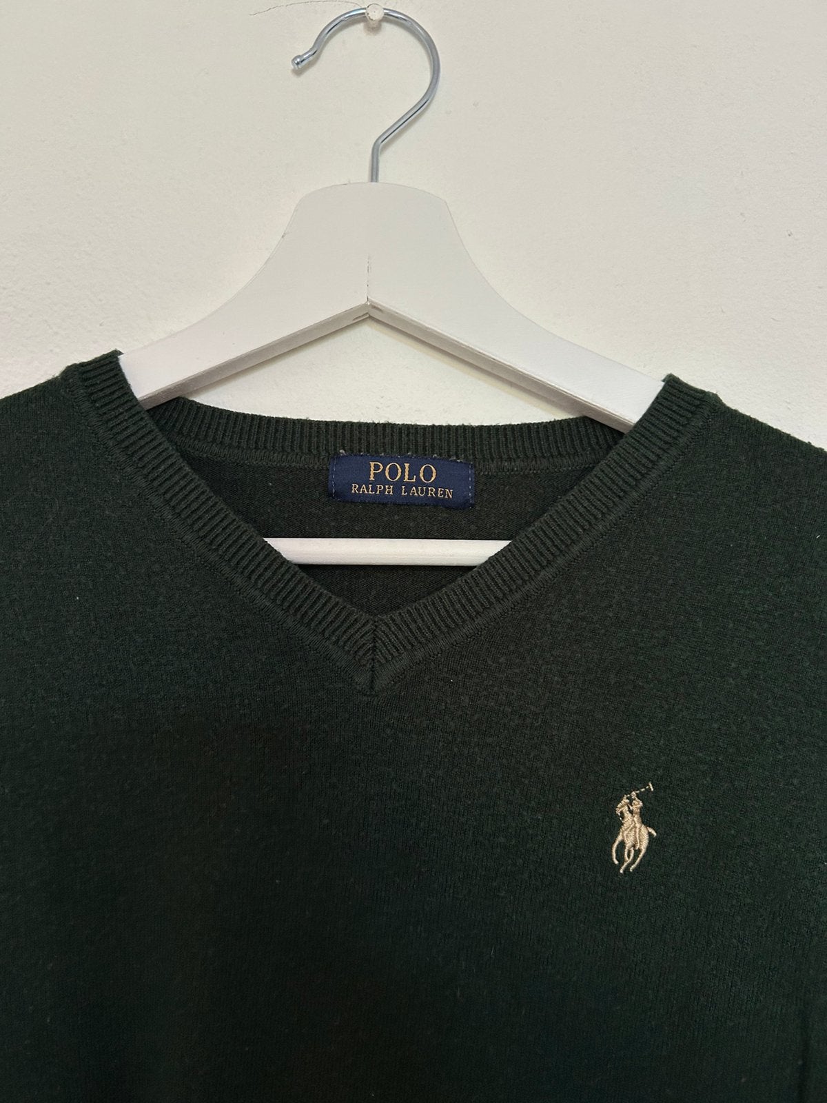 Polo Ralph Lauren groene V-hals trui, Ophalen, Zo goed als nieuw, Groen