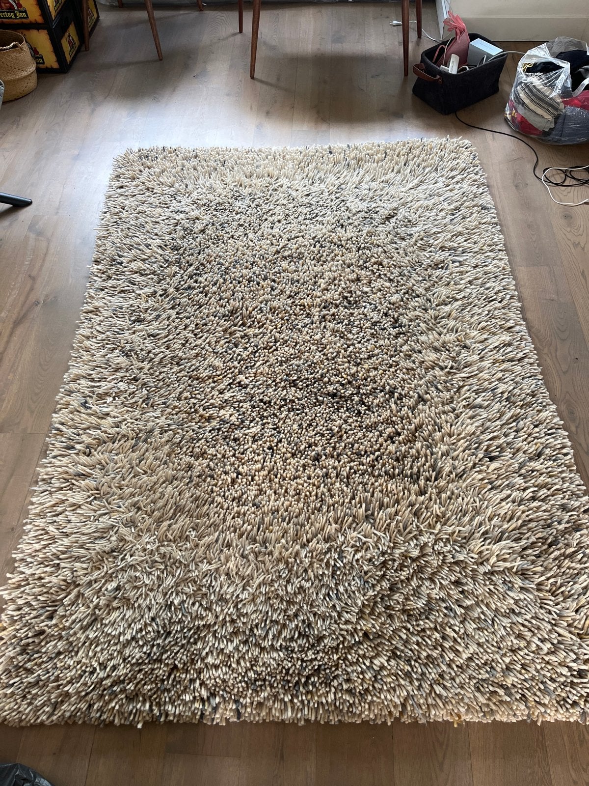 Hoogpolig kleed Kwantum - Grijs/beige (2.30x1.60m), Ophalen, Gebruikt, 150 tot 200 cm, 200 cm of meer