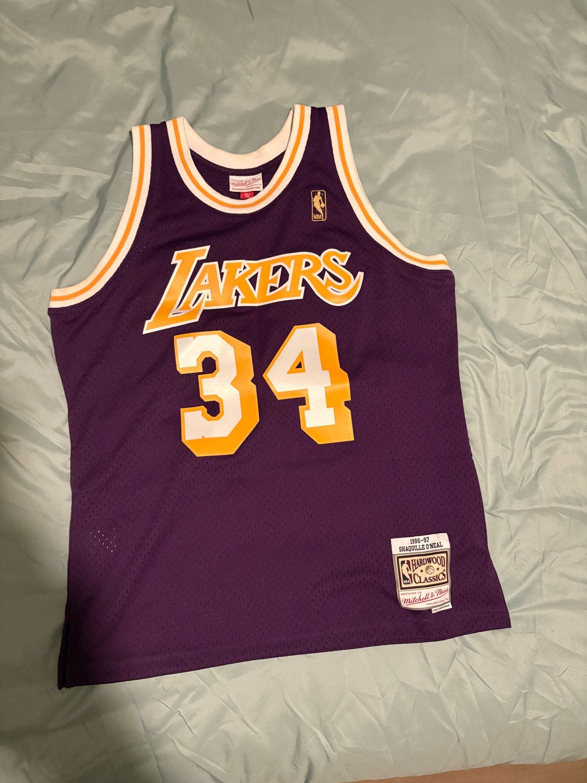 Origineel NBA Lakers O'Neal #34 Mitchell & Ness Jersey, Paars, Overige maten, Ophalen of Verzenden, Zo goed als nieuw