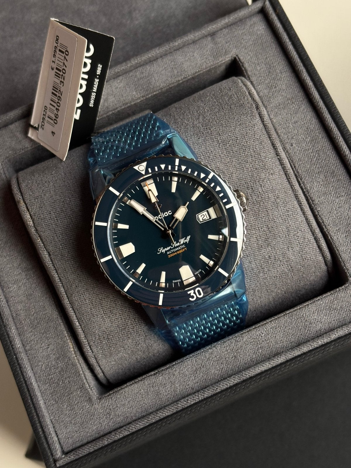 New Zodiac ZO9320 Super Sea Wolf Diver Watch Full Set, Ophalen of Verzenden, Nieuw, Staal, Overige merken