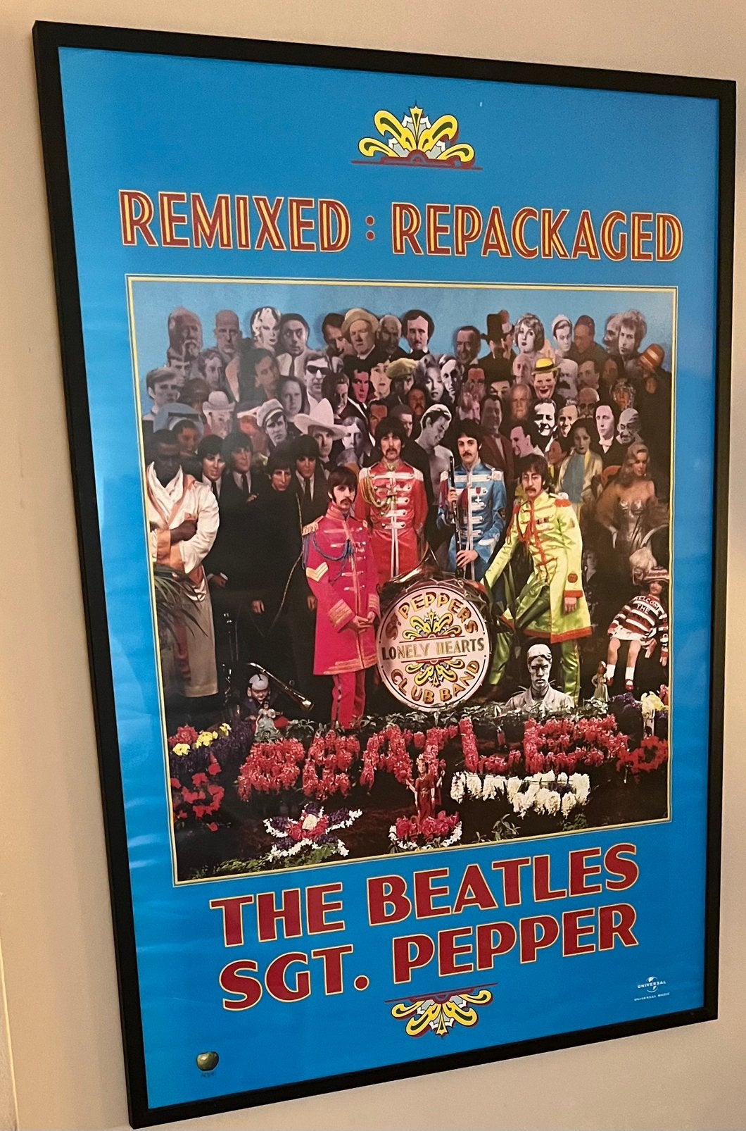 6 Ingelijste Posters van The Beatles Nieuwstaat +Picture Lp, Ophalen, Rechthoekig Staand, Met lijst, Deurposter of groter