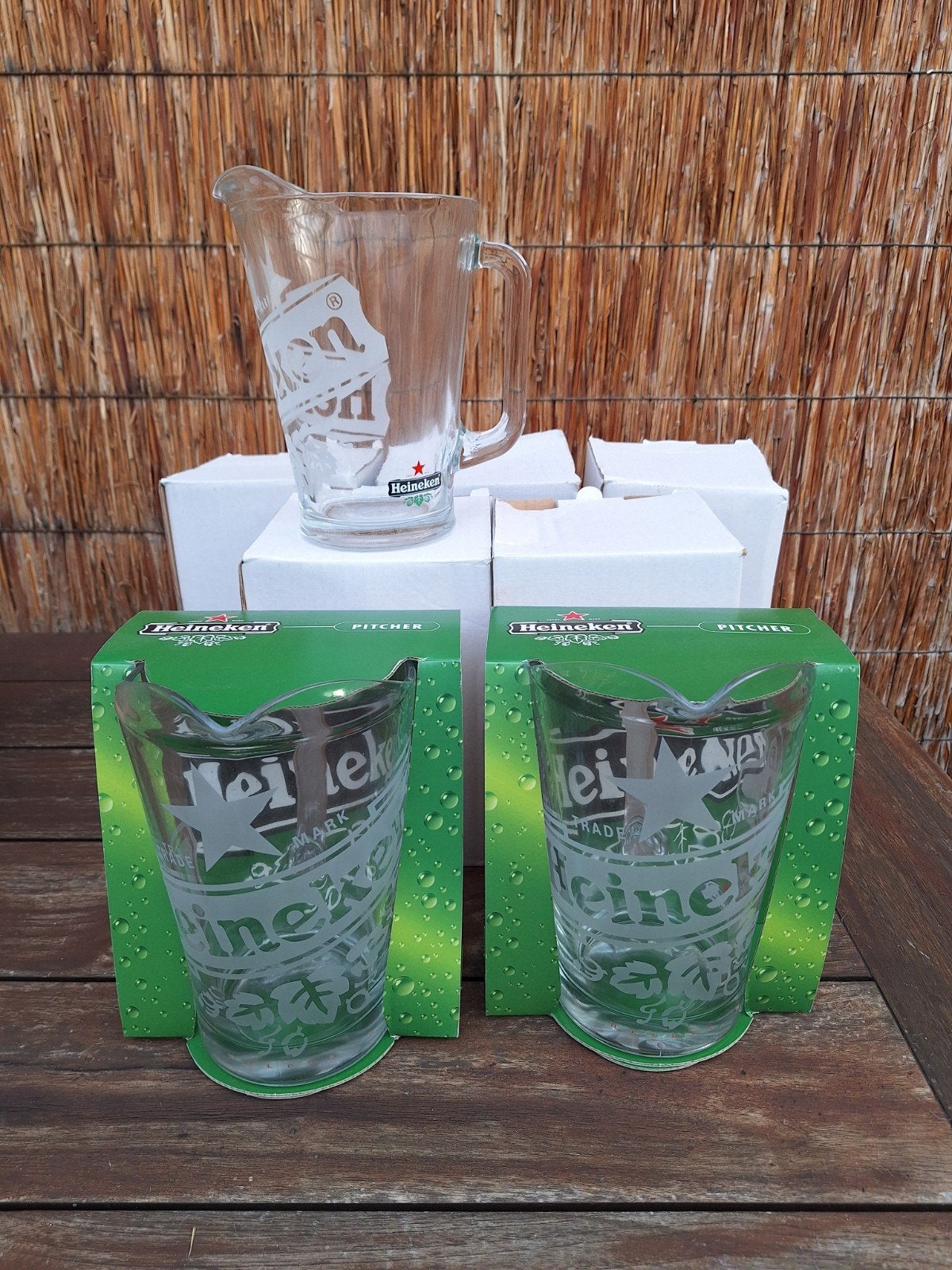 Glazen pitchers Heineken 1,8 L, Verzamelen, Ophalen, Nieuw, Bierglas