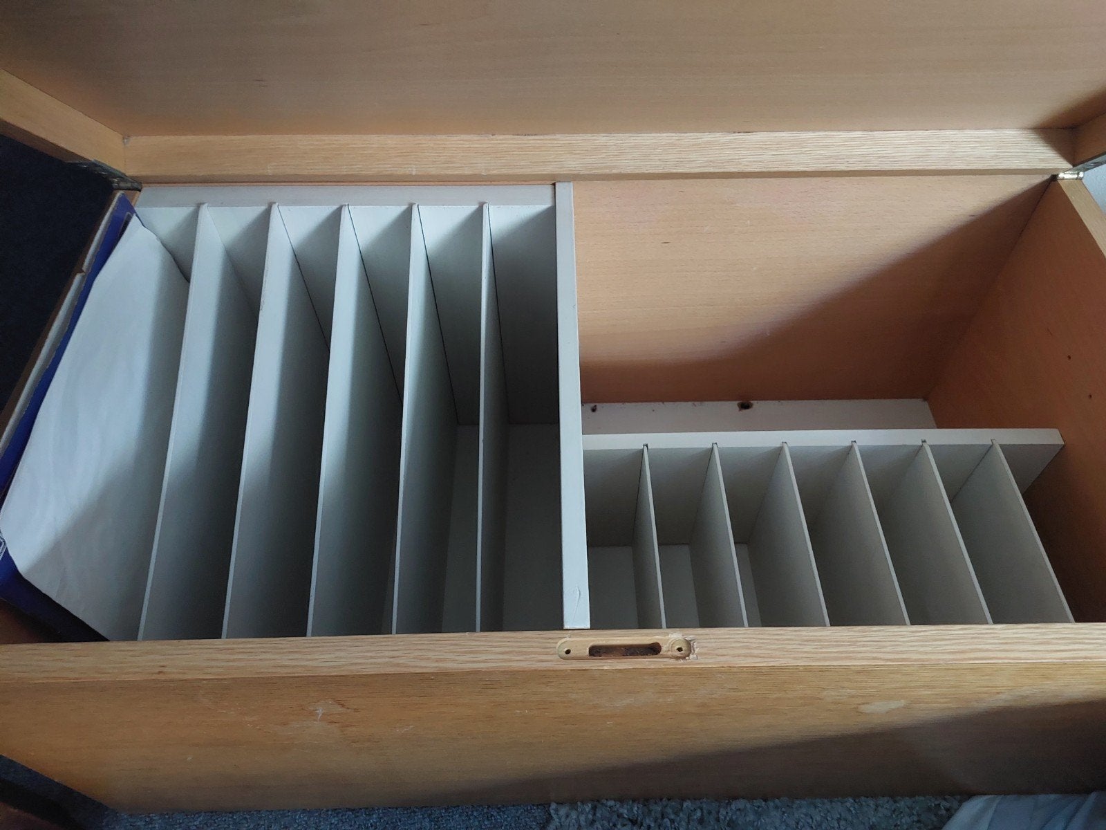 Box vintage houten opbergbox kist voor Lp's en singles, Ophalen, Gebruikt, Hout, Cd's