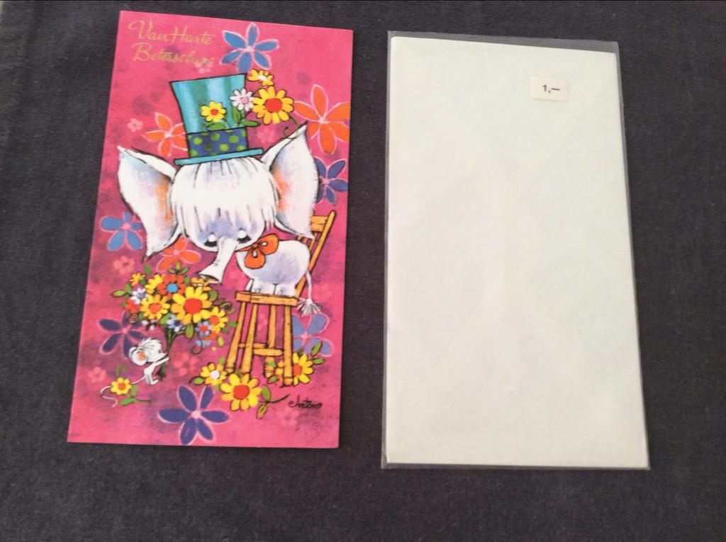 Wenskaart Olifant Beterschap - Vintage Illustratie, Diversen, Wenskaarten, Ophalen of Verzenden, Nieuw
