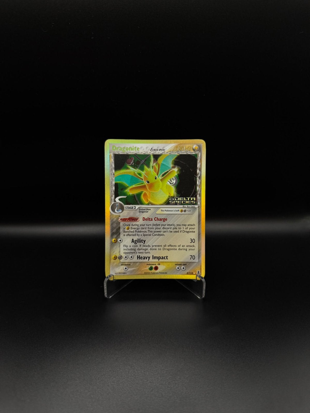 Dragonite #3/113 – EX Delta Species Stamped NM/EXC+ English, Ophalen of Verzenden, Zo goed als nieuw, Losse kaart, Foil