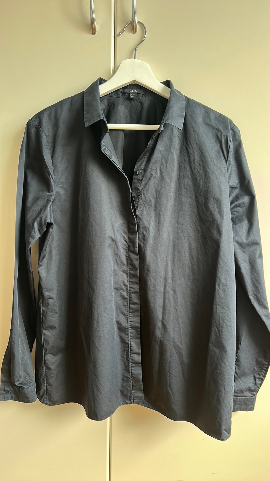 COS blouse marineblauw met korte achterkant 40, Ophalen of Verzenden, Zo goed als nieuw, Maat 38/40 (M), Blauw