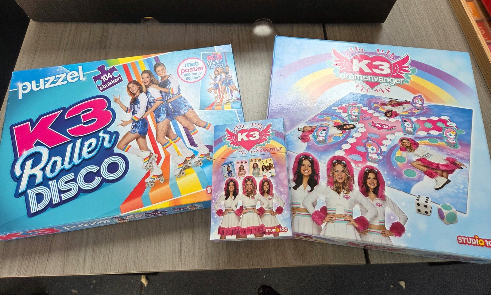 K3 Puzzel Roller Disco, Dromenvanger & Kwartet Spel, Ophalen of Verzenden, Meer dan 50 stukjes, Zo goed als nieuw, 6 jaar of ouder