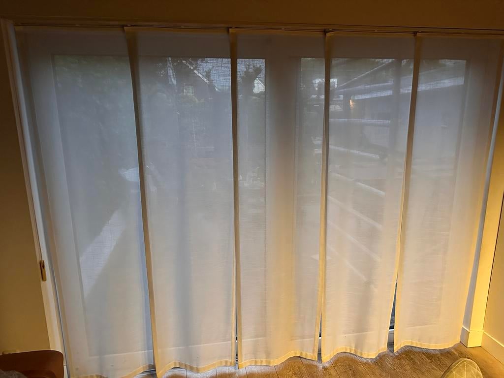 Lichtdoorlatende paneelgordijnen vitrage schuifpui Crème/Wit, Ophalen, Zo goed als nieuw, Wit