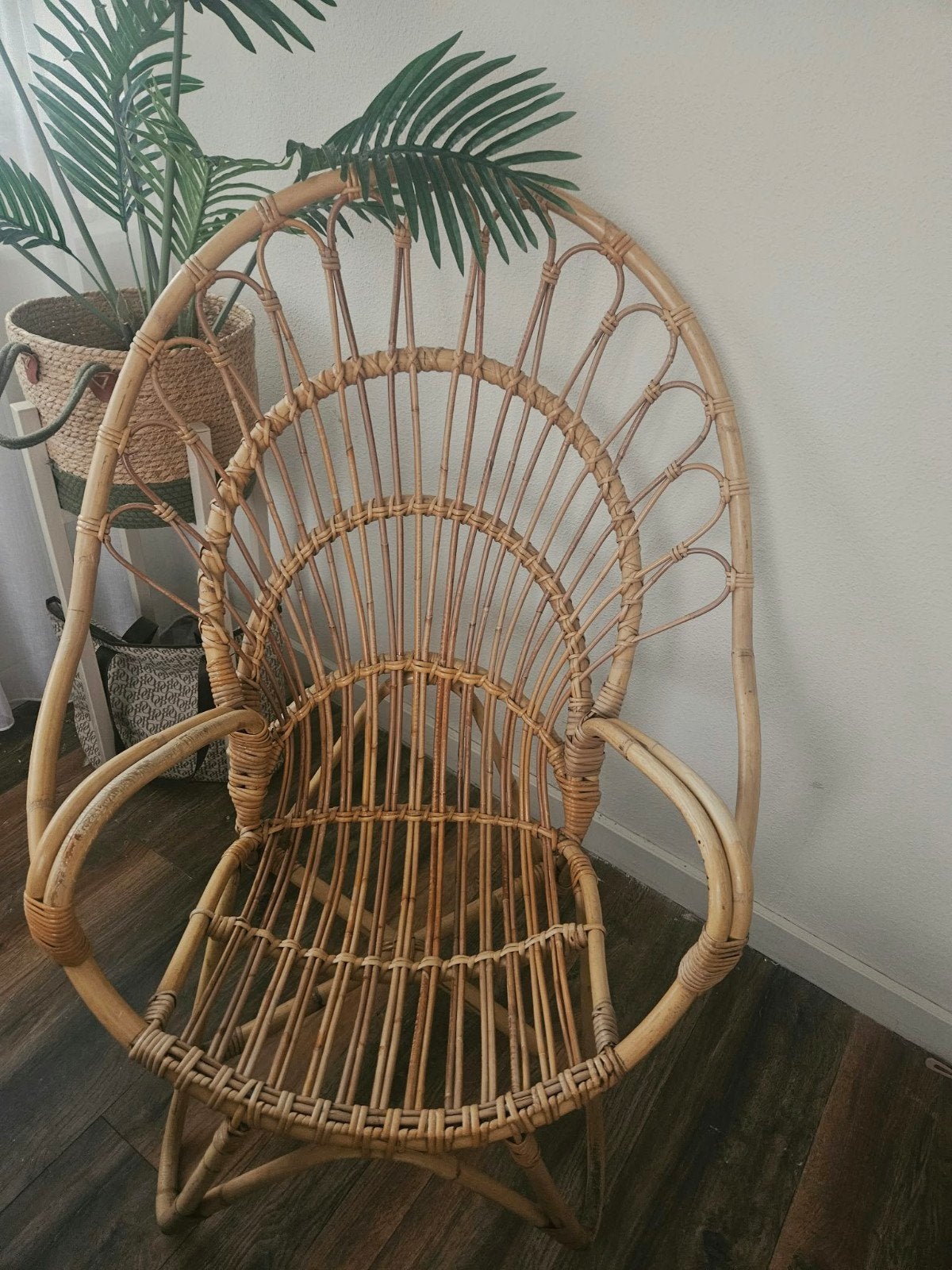 Bamboe rotan stoel, Huis en Inrichting, Gebruikt, Bruin, Ophalen of Verzenden, Eén