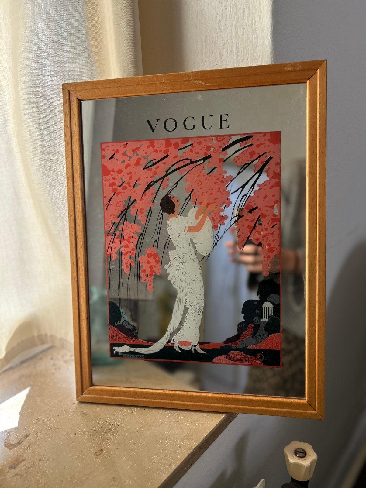VOGUE spiegelglas vintage, Ophalen, Gebruikt, Hout