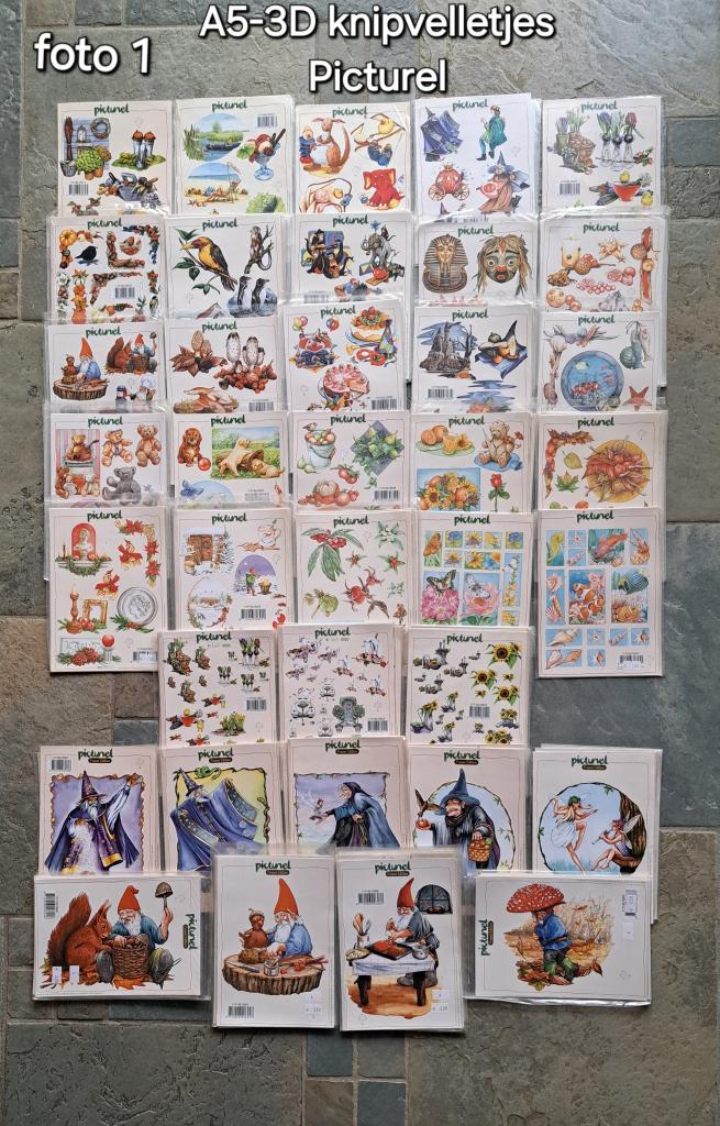 01...A5 - 3D KNIPVELLEN 37 SOORTEN-165 PAKKETJES, Ophalen of Verzenden, Nieuw, Overige thema's, Knipvel