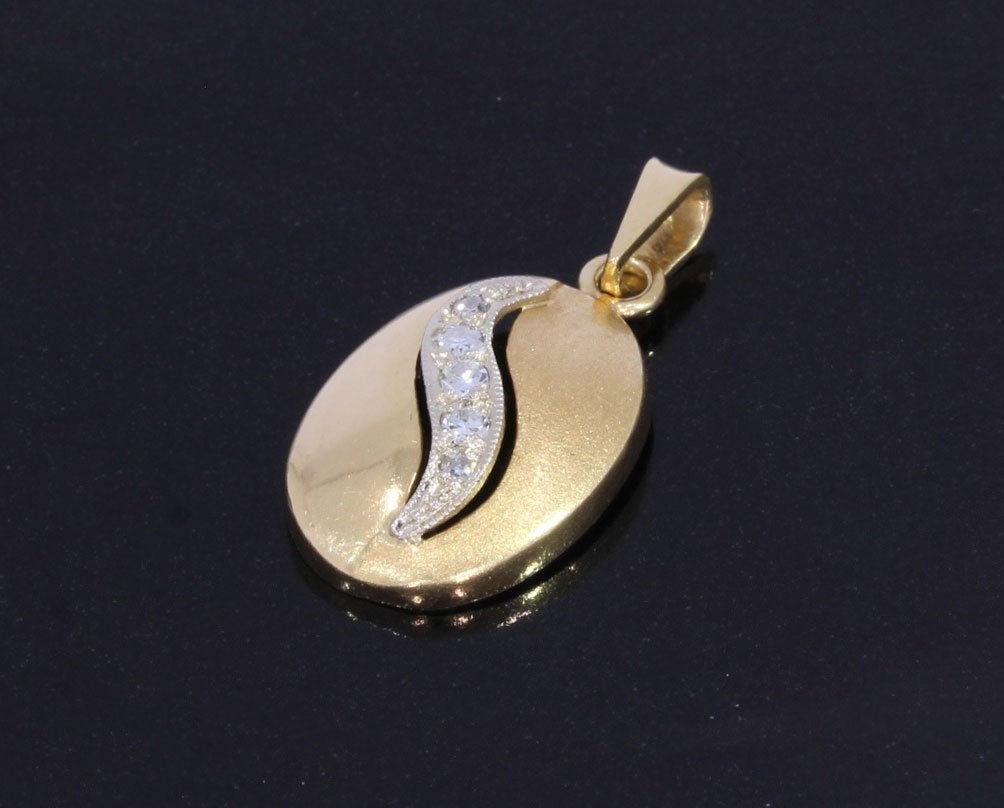 Diamanten design 18k gouden ketting hanger fraai briljant, Voordeelsieraden, Verzenden, Zo goed als nieuw, Met edelsteen
