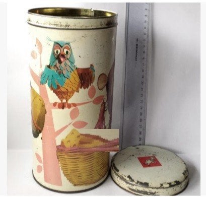 Blik Bolletje Beschuitbus De Fabeltjeskrant 1969 Vintage, Verzamelen, Blikken, Ophalen of Verzenden, Gebruikt, Overige