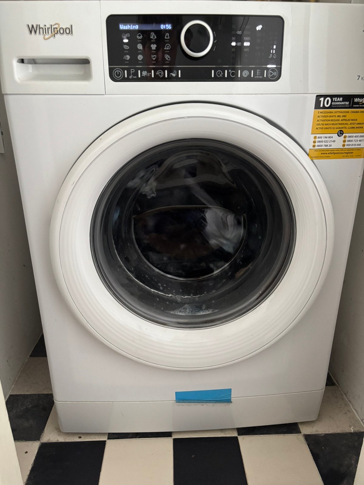 Whirlpool wasmachine 7kg in goede staat, Ophalen, Zo goed als nieuw, Voorlader, 85 tot 90 cm