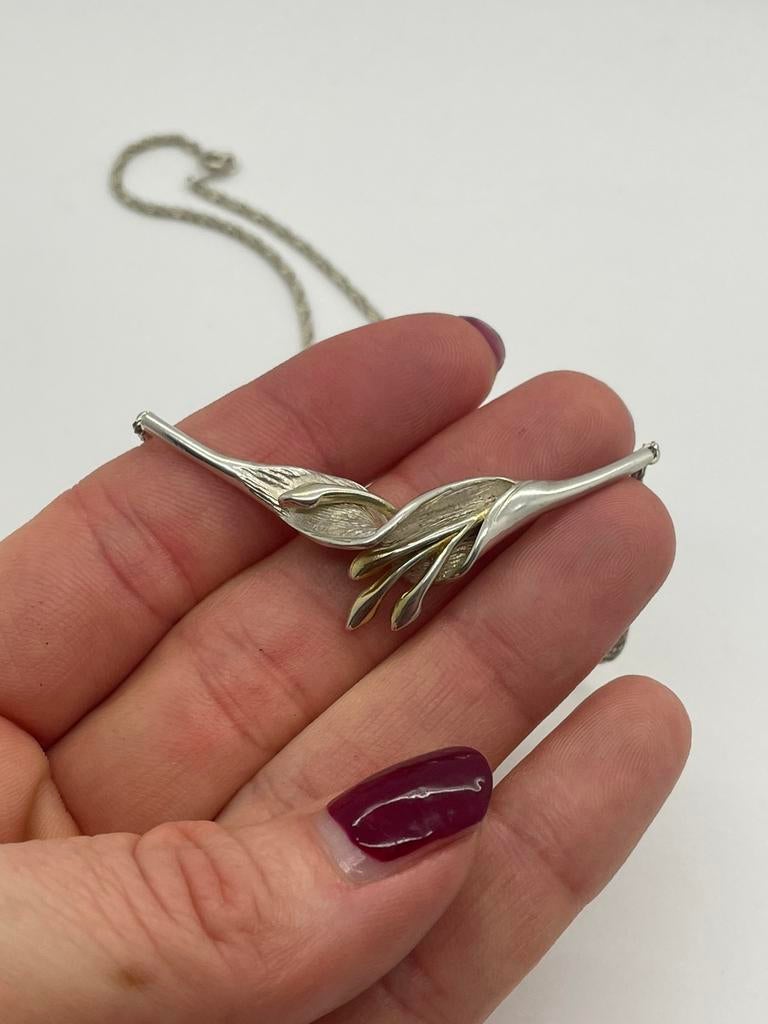 C816 Prachtige zilveren ketting Fins design, Met hanger, Ophalen of Verzenden, X, Zilver