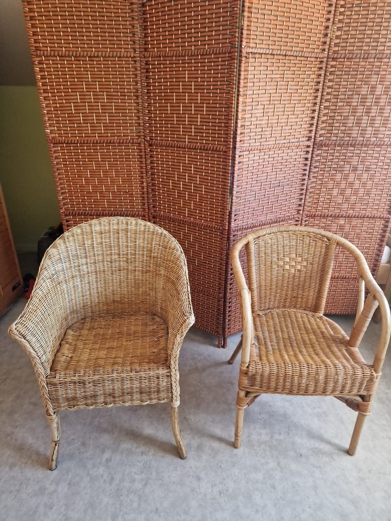 2 ROTAN STOELEN, Huis en Inrichting, Stoelen, Ophalen, Gebruikt, Twee, Riet of Rotan