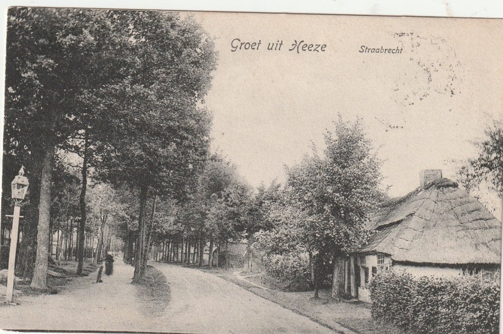 Heeze (N.Br.) - Groet uit Heeze, Straabrecht., Verzamelen, Ophalen of Verzenden, 1920 tot 1940, Gelopen, Noord-Brabant