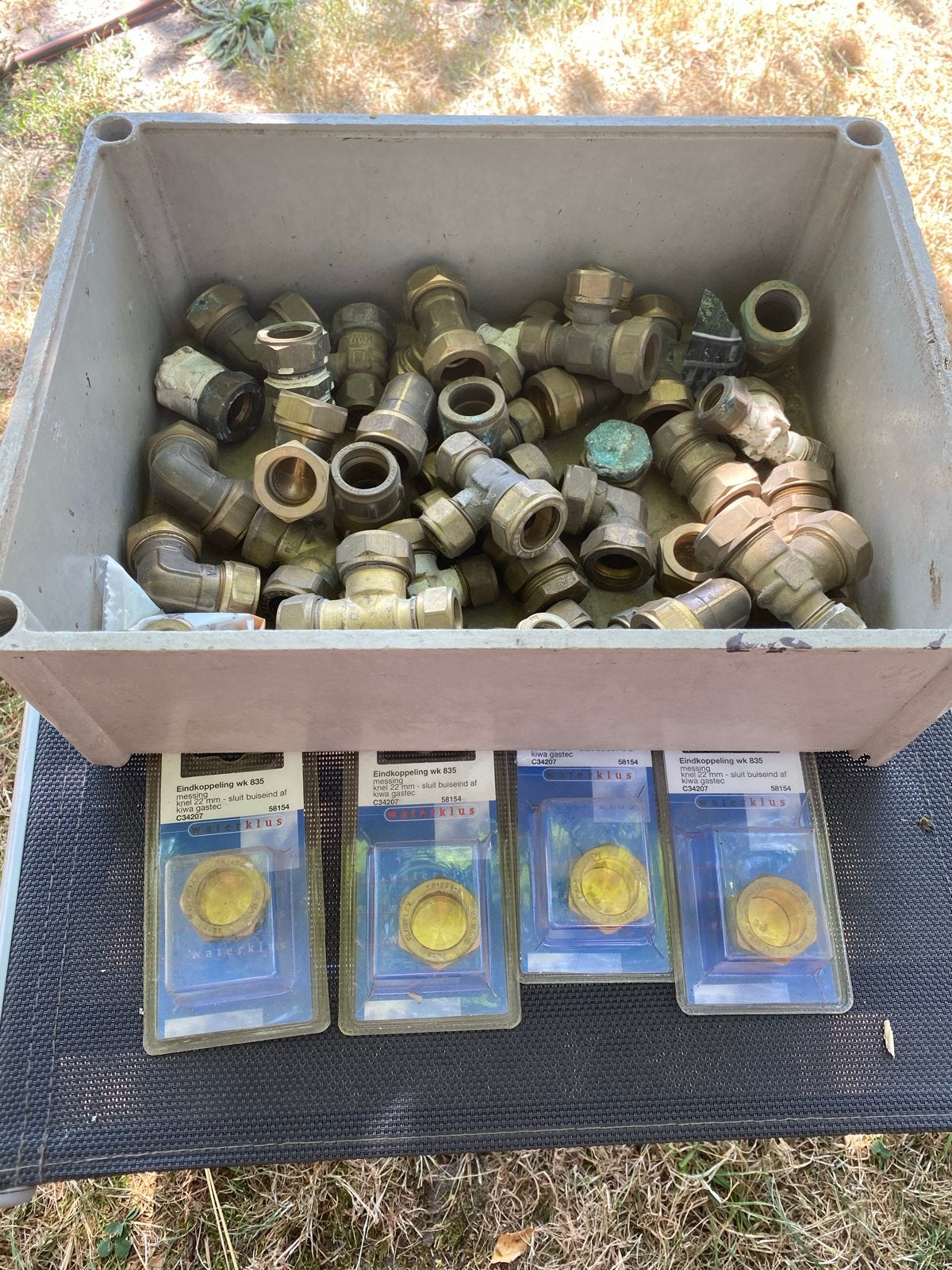 Knelkoppelingen 22 mm - Diverse messing koppelingen, Ophalen, Gebruikt, Koper, Overige typen