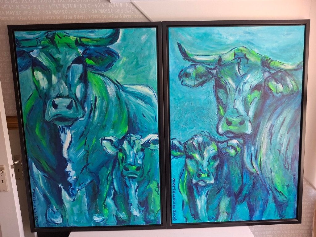 Schilderijen koeien familie, Ophalen, Gebruikt, Oorspronkelijke maker, Schilderij