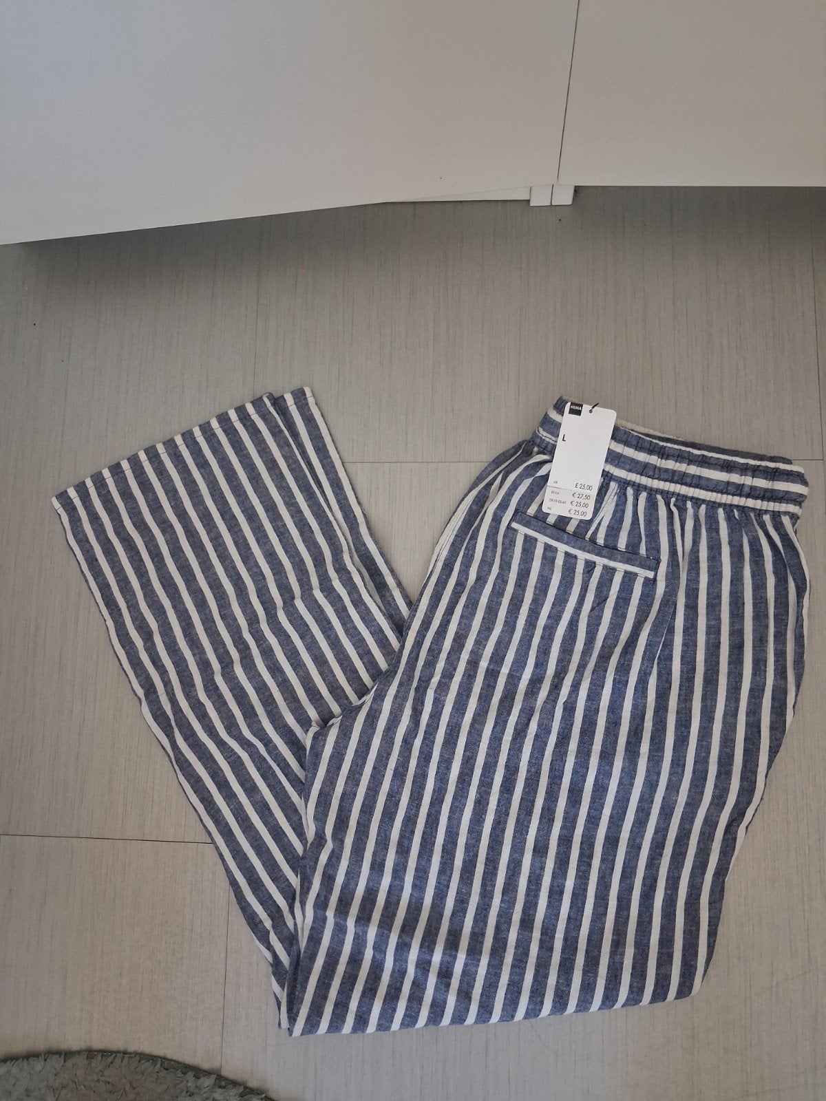 Hema gestreepte broek maat L, Blauw, Maat 42/44 (L), Nieuw, Ophalen of Verzenden