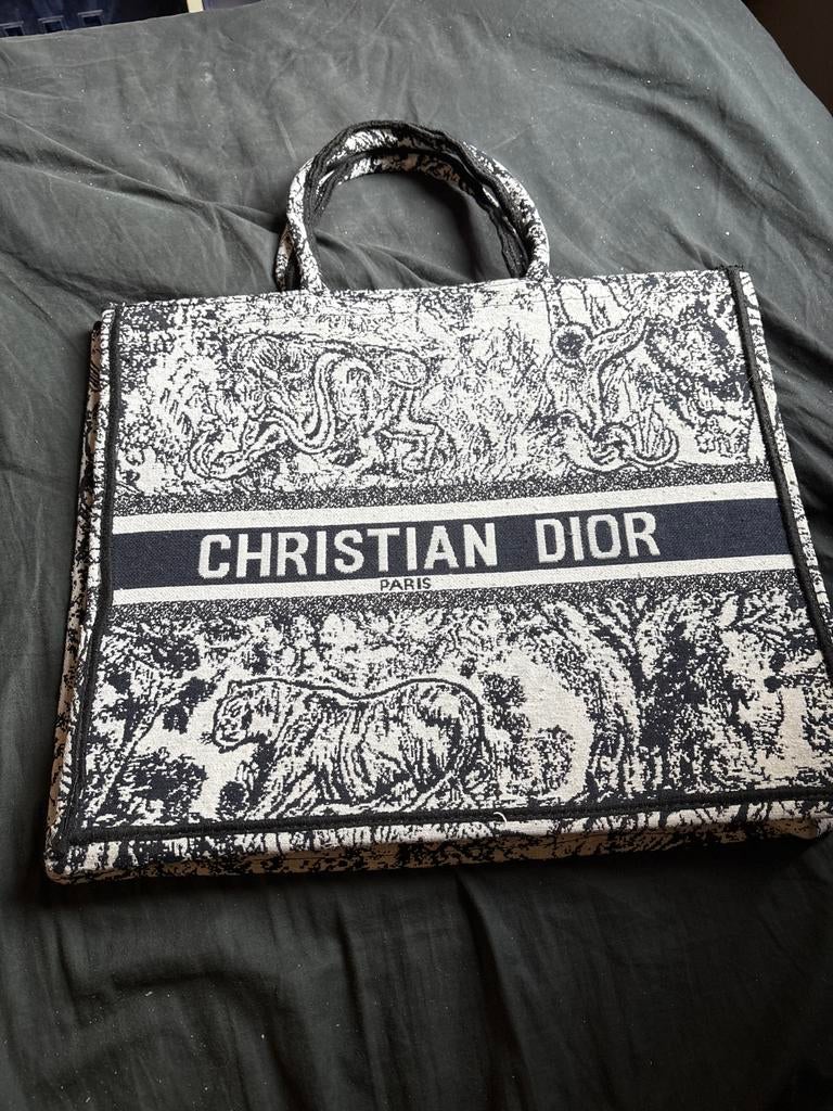 Christian Dior Dames Handtas - Zwart/Wit Toile de Jouy, Ophalen of Verzenden, Gebruikt, Zwart, Handtas