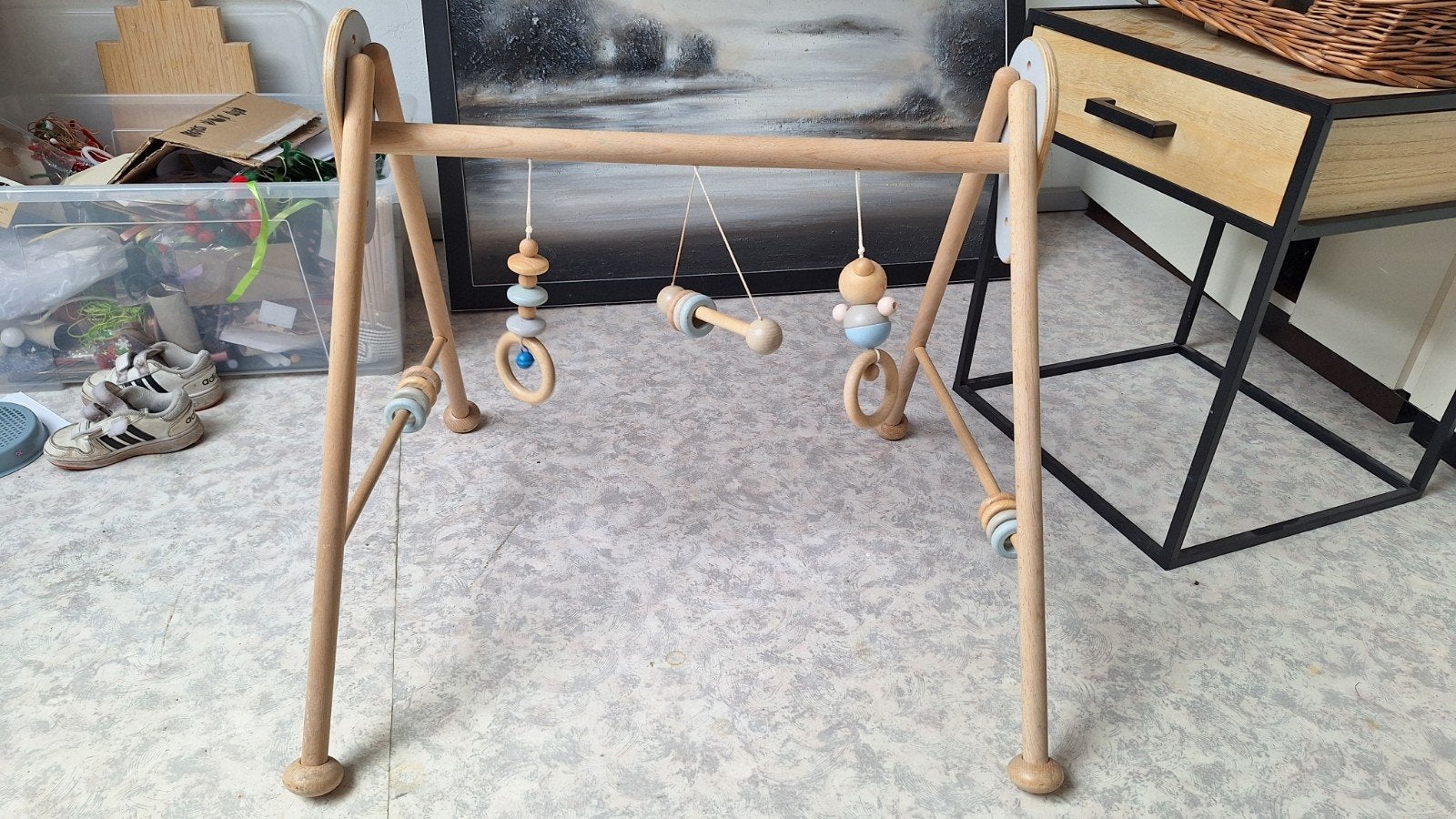 Houten babygym met speeltjes, Ophalen, Gebruikt, Babygym