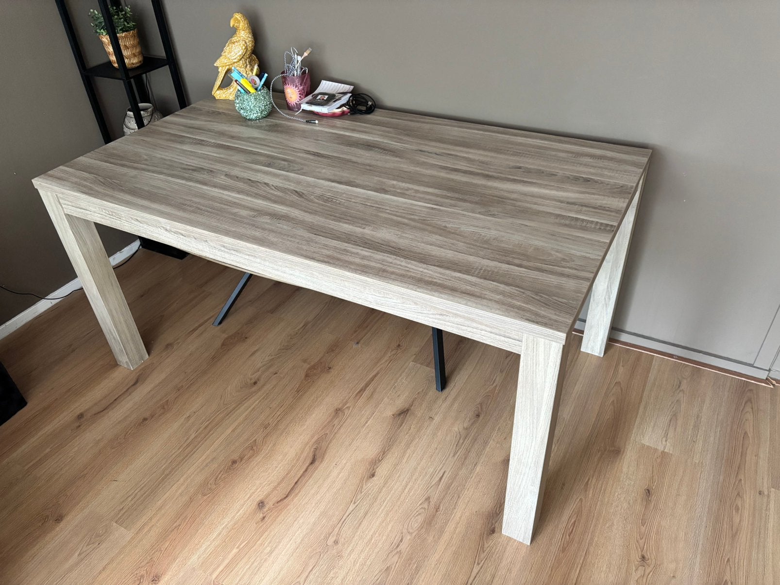 Eettafel 160cm grijs eiken tafel, Ophalen, 50 tot 100 cm, Zo goed als nieuw, 150 tot 200 cm