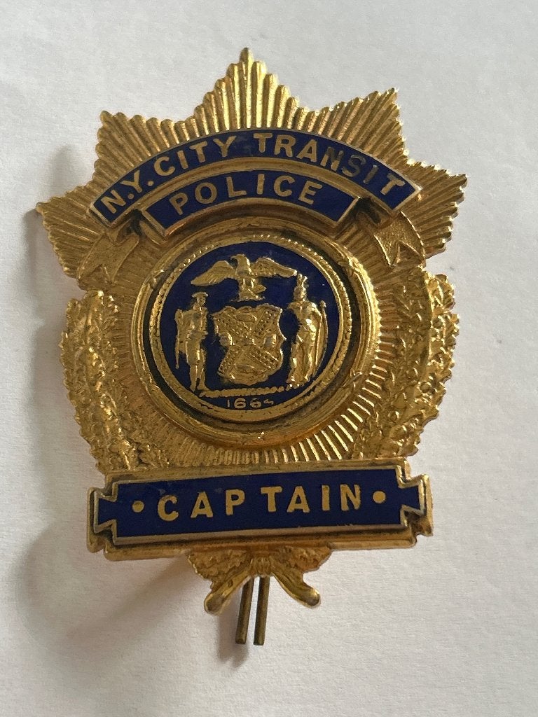 Zeldzaam Orig. PolitieInsigne NYC Transit Police Captain #18, Verzenden, Landmacht, Amerika, Embleem of Badge