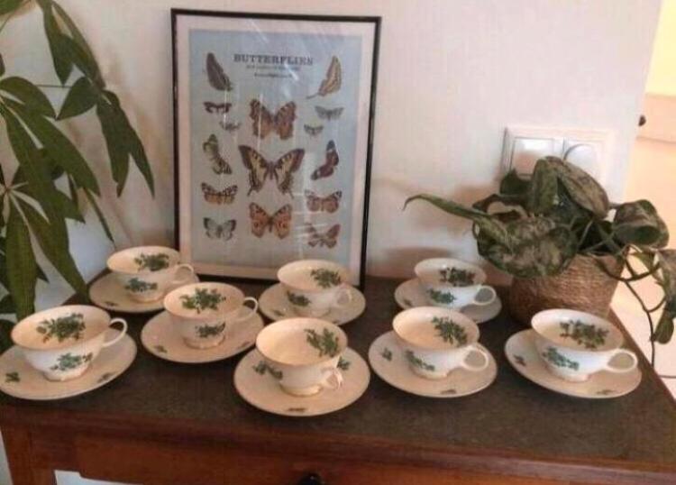 💝 8x ROSENTHAL AIDA kop schotel bloemen groen - €12,50 p.st, Antiek en Kunst, Antiek | Servies los, Ophalen of Verzenden