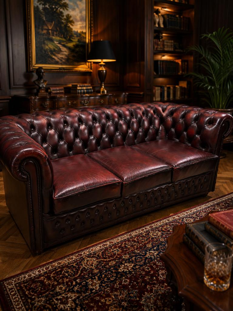Chesterfield 3 zits bank - Klassiek en Comfortabel, Ophalen, Gebruikt, 150 tot 200 cm, Tweepersoons