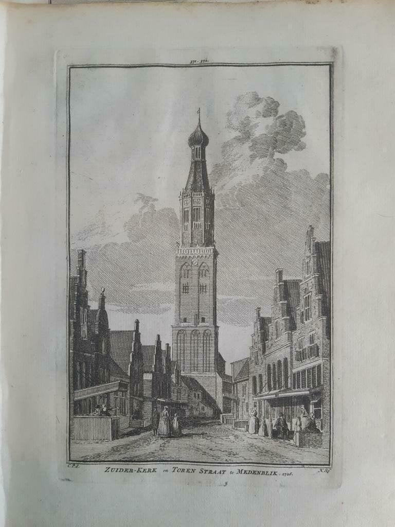 371-372*/ Zuiderkerk en Torenstraat te Medemblik gravure, Ophalen of Verzenden