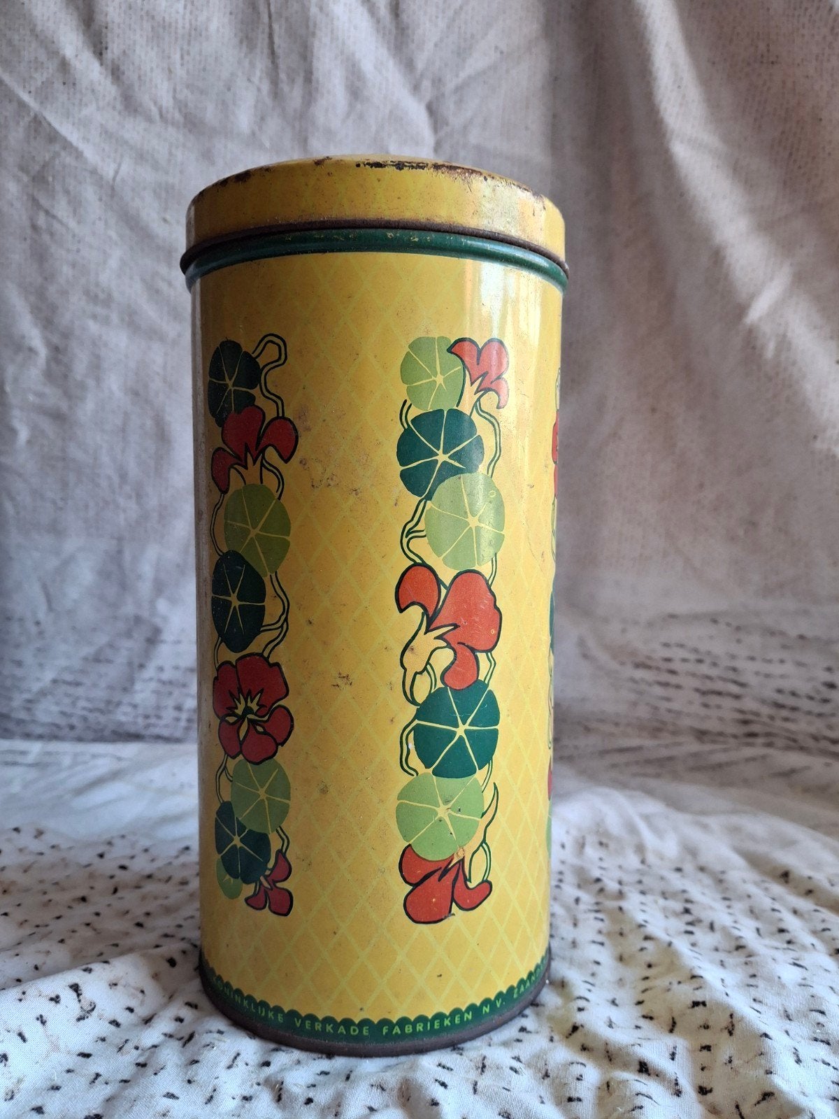 Vintage Verkade blik met bloemmotief, Antiek en Kunst, Ophalen of Verzenden